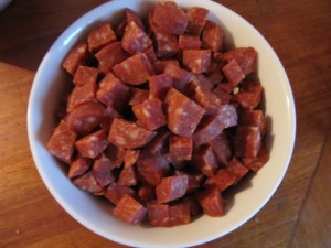 10 Chorizo skæret i tern