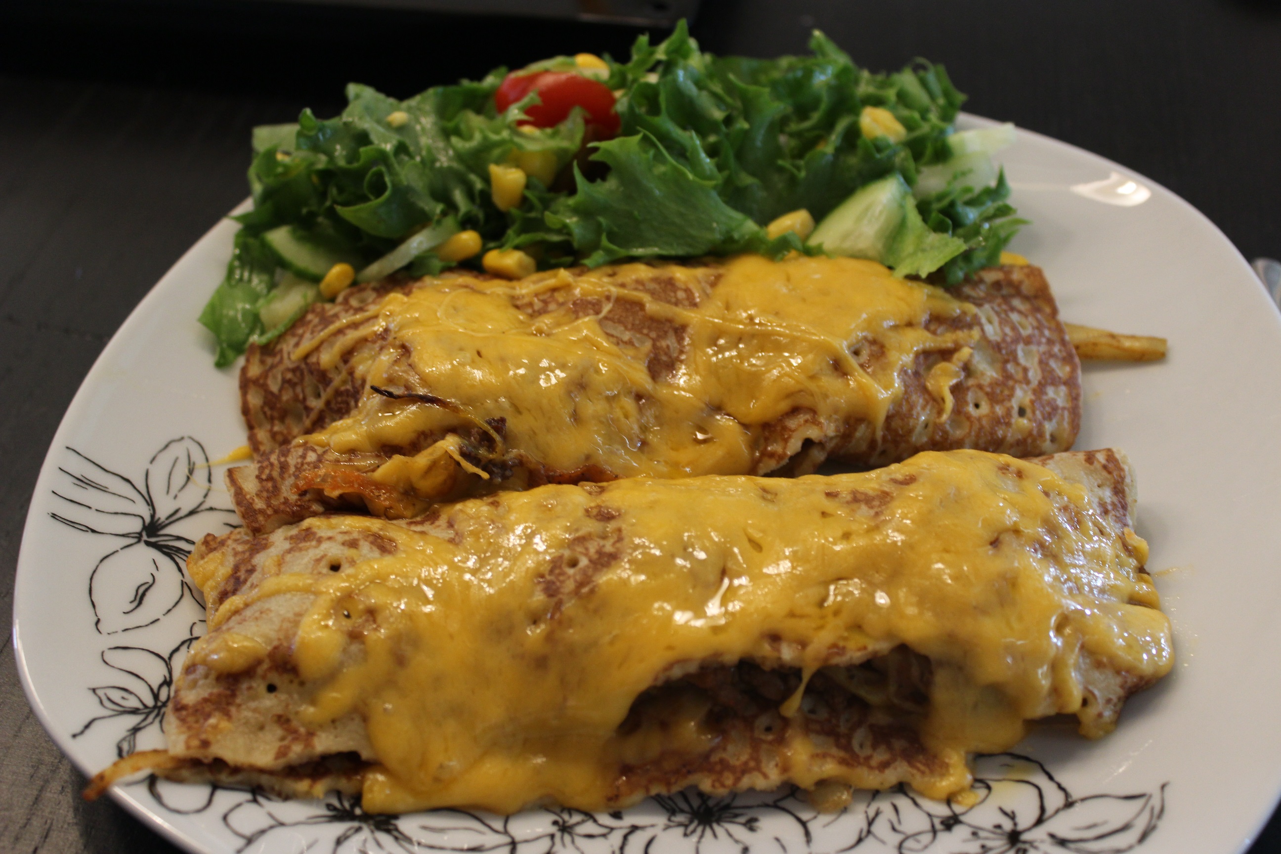 Pandekager med spicy oksekødsfyld