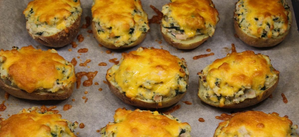 Twice baked med kylling og spinat